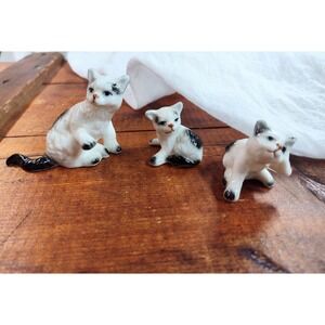 Bone China Cat And Baby Figurines